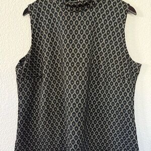Vince Camuto Patterned Sleeveless mock necked shell